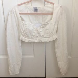 Princess Polly cropped long sleeve white blouse